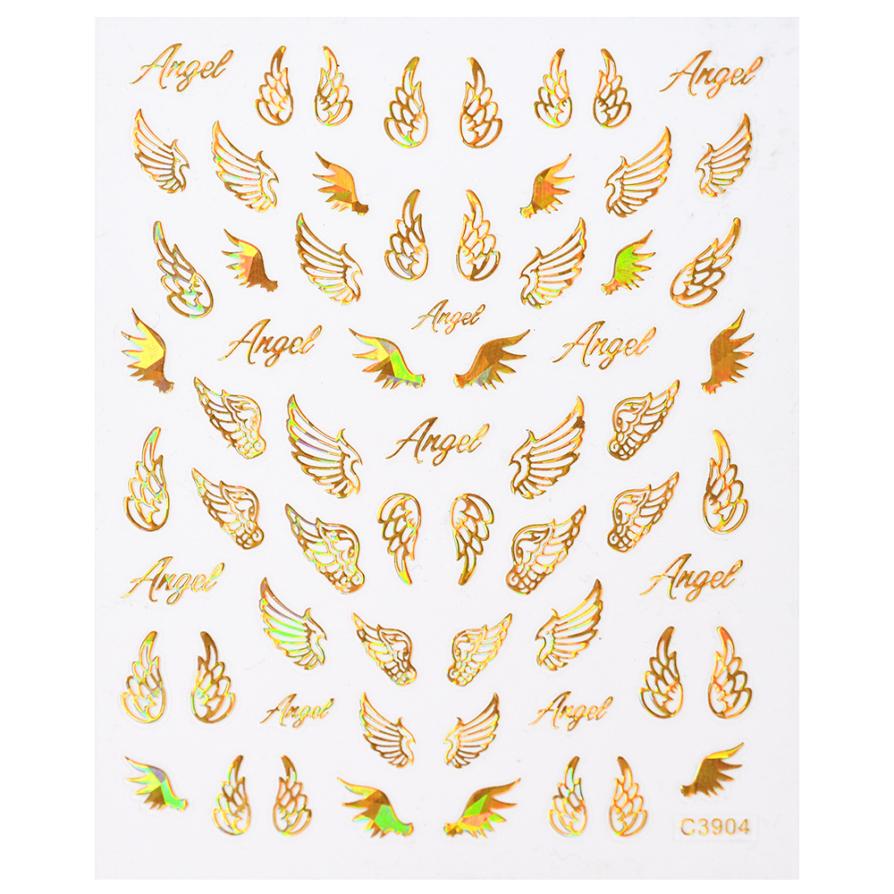 Cross-border Hot-selling Star Moon Nail Art Stickers Star Moon Wings Feather Pattern Adhesive Self-adhesive Nail Decorative Decal