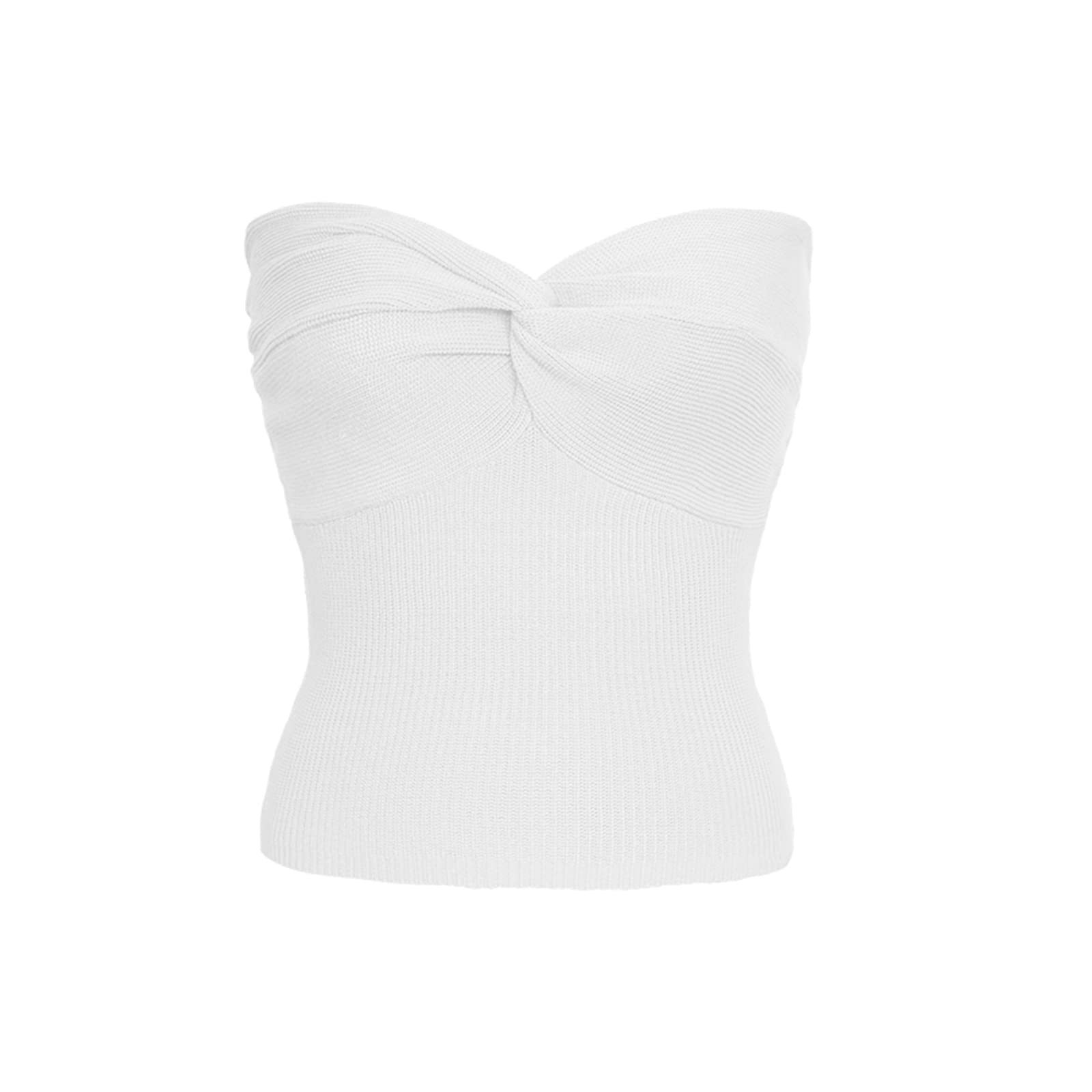 2024  European and American Spring and Summer New Solid Color Twisted Sling Short Tight Backless Tube Top Sweater Women's Clothing_voghion.com