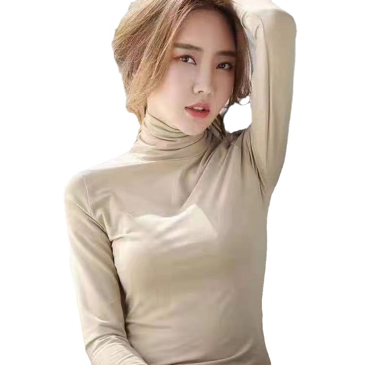 Autumn and Winter new nine-color half turtleneck mask bottoming shirt women's casual inner wear skin-friendly high elastic slim-fit long-sleeved blouse