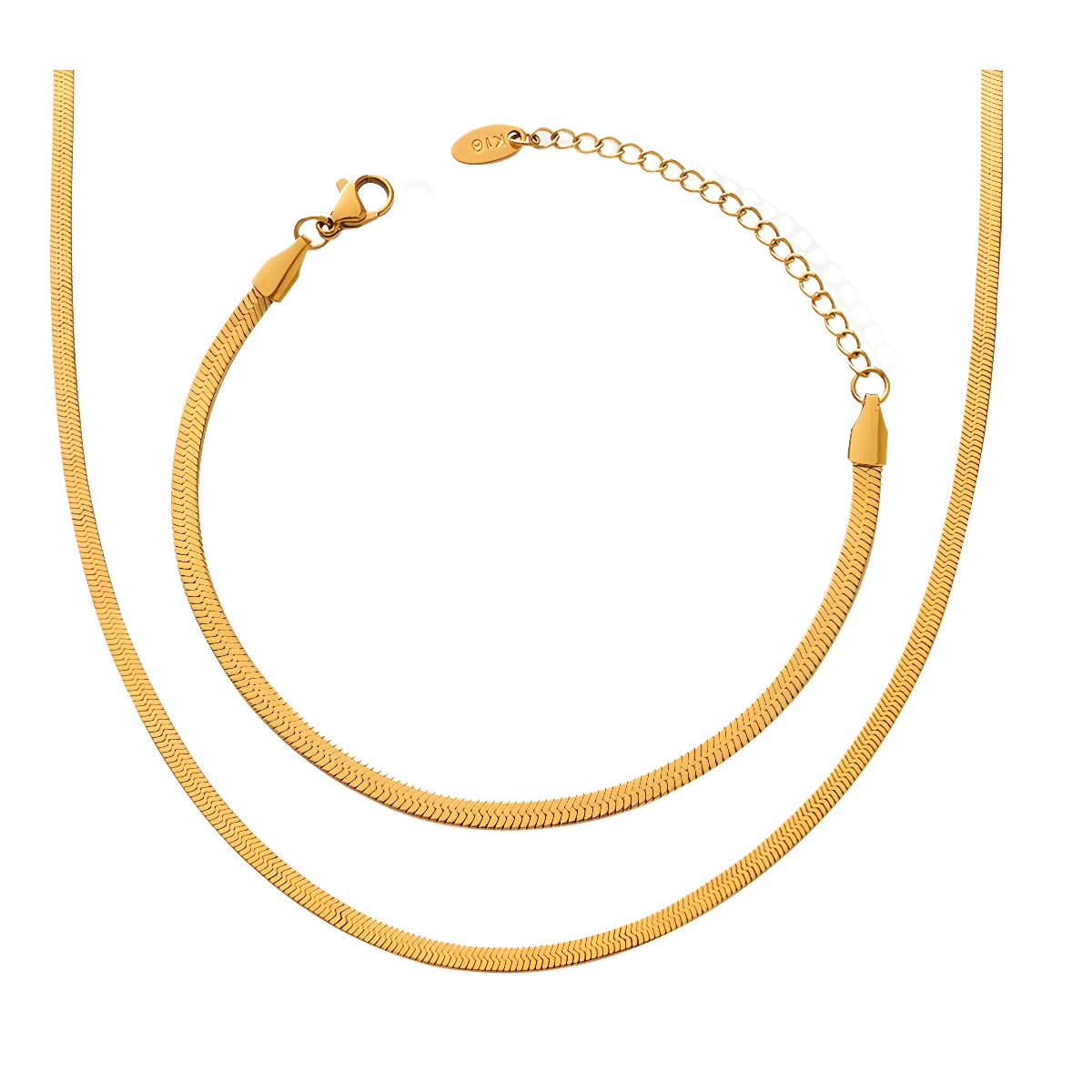 European and American Ins Blade Chain Personalized All-match Titanium Steel Snake Bone Chain Niche Design Spice Girl Necklace Bracelet Jewelry suit