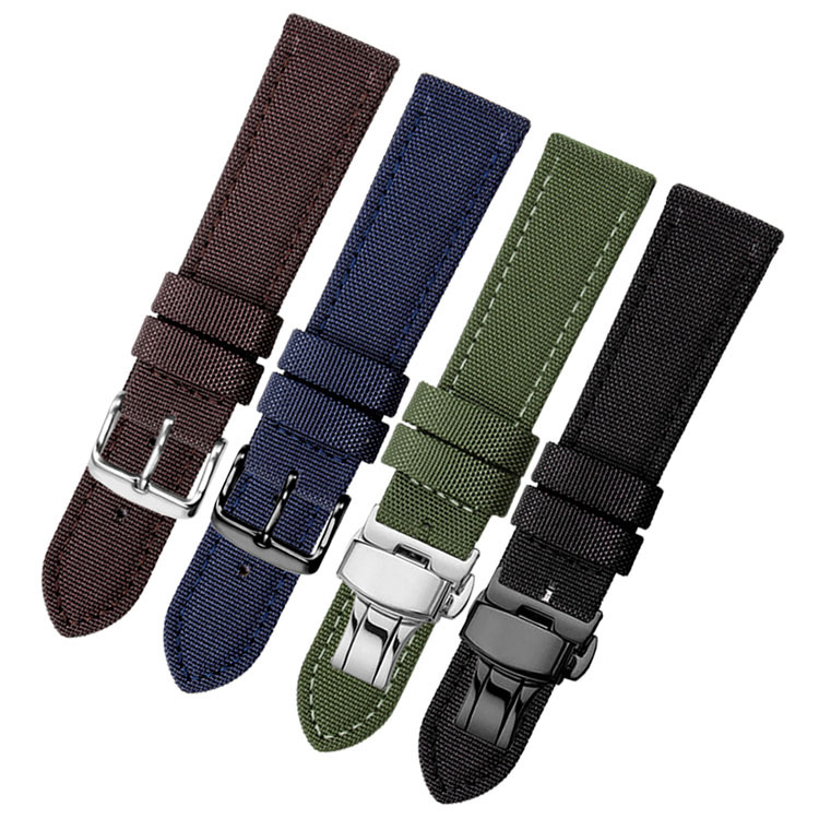 Spot wholesale canvas nylon watch strap 18/20/22mm waterproof breathable leather strap a generation of hair