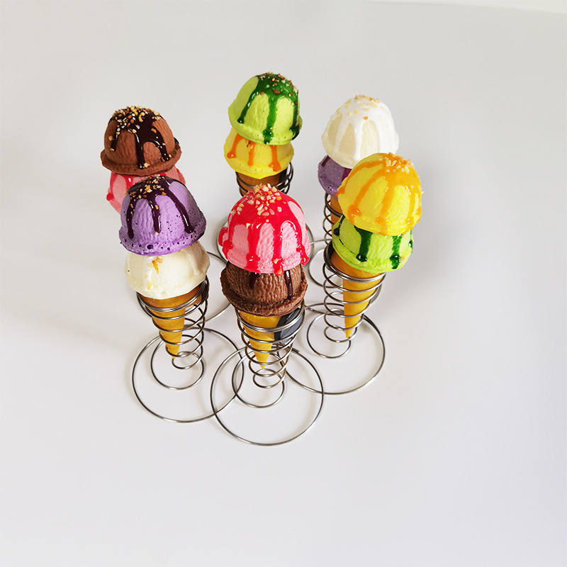 不锈钢冰淇淋架甜筒展示支架橱窗蛋筒食物装饰道具雪糕柜台摆件