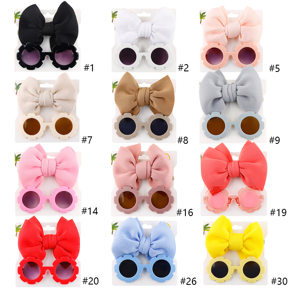 Children's sunglasses headband combination suit fashion cartoon baby toy sunshade glasses space Cotton solid color hair band