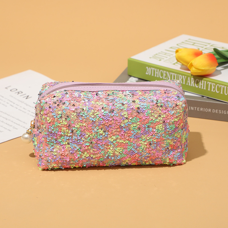 New ins Style Embroidered Sequins Large Capacity Cosmetic Bag High Beauty Star Portable Magic Mummy Storage Bag
