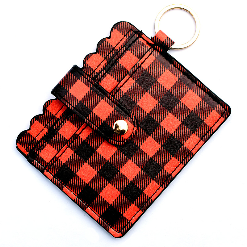 Cross-border Amazon PU leather leopard print keychain card holder bank card holder student bus ID card coin purse