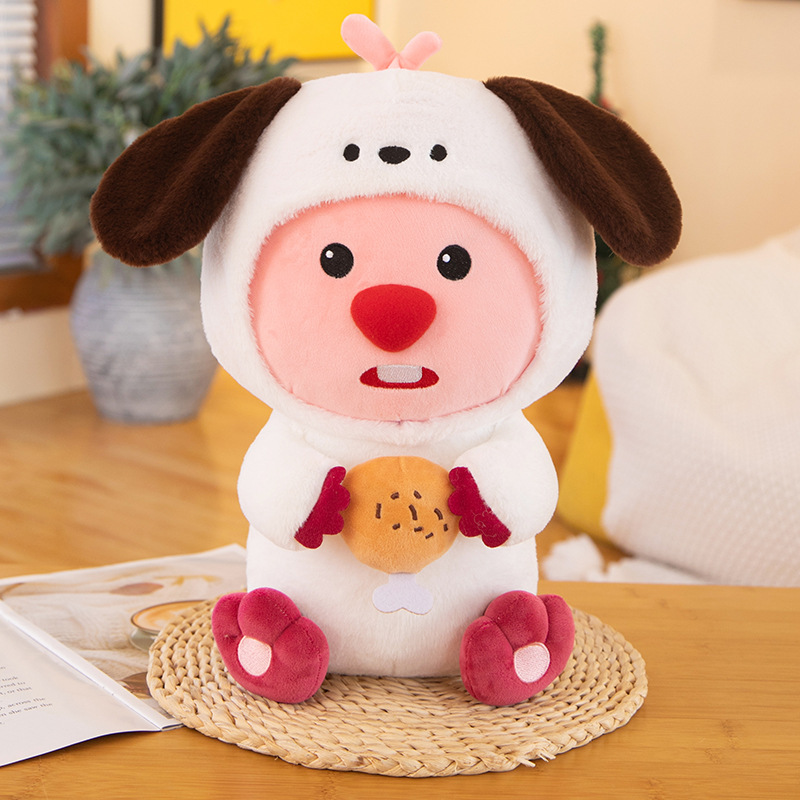 Popular online popular crossdressing cute beaver plush toy doll transformation Beaver Ruby doll loppy pillow