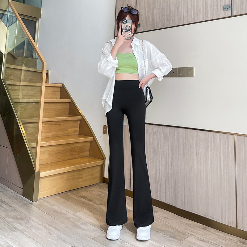 Zhao Rusi's Same-style High-waisted Shark Pants Women's Outer Wear Thin Bottoming Yoga Slim-fit Slimming Wide-leg Flared Pants