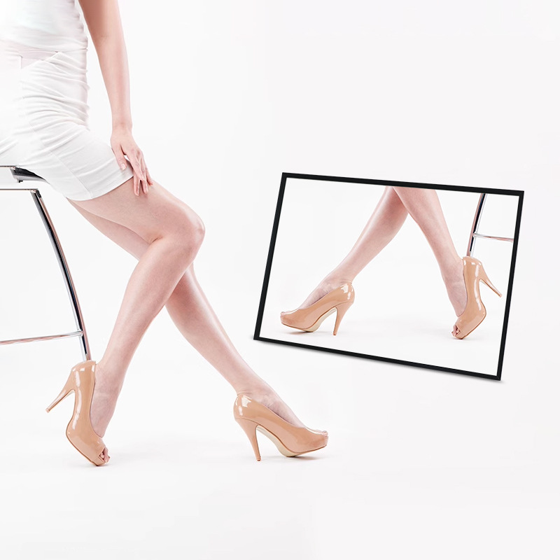 Shoe Shop Door Trial Shoe Mirror Makeup Aluminum Alloy Frame Wall Hanging Mirror European Wooden Dresses Mirror Shoe Changing Rack Bathroom Floor
