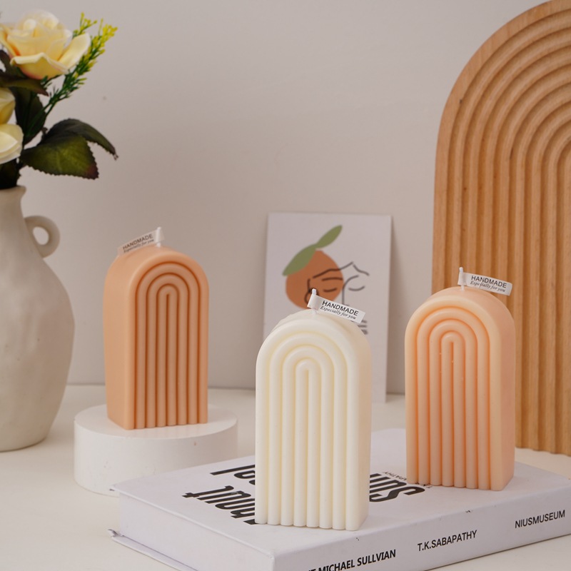 Factory direct geometric arch shape soybean wax aromatherapy candle wholesale shooting props birthday gift