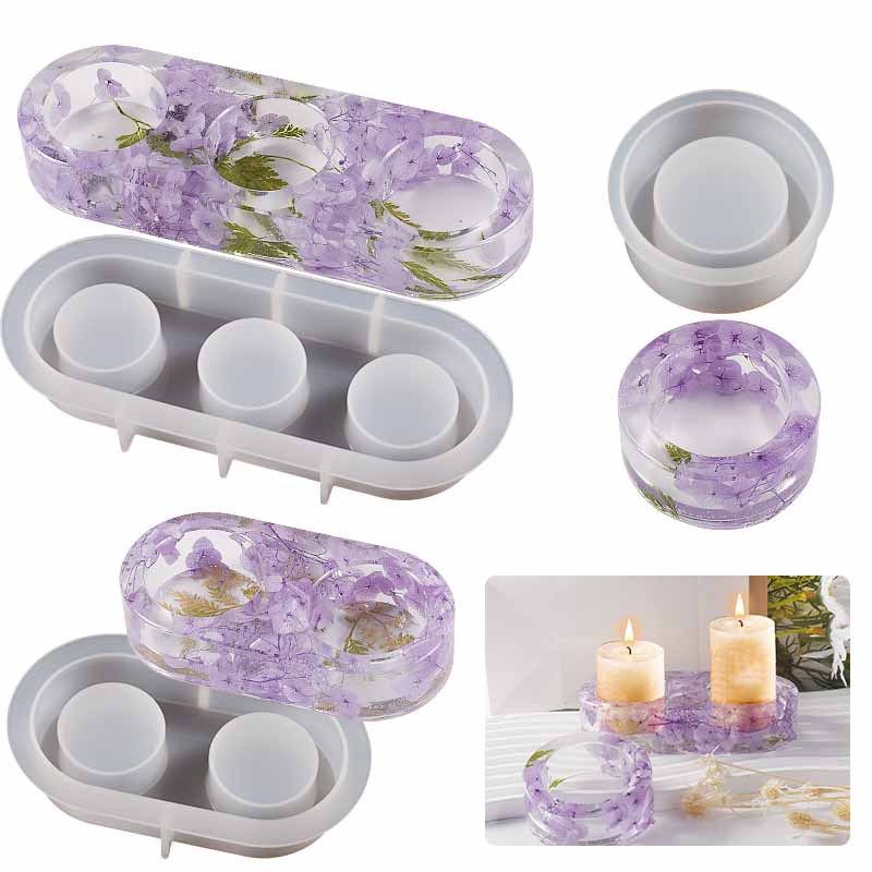 DIY Crystal epoxy resin epoxy single hole two-in-one three-in-one Candlestick candle aromatherapy decoration jewelry mold