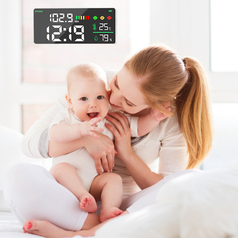 Wall-mounted noise meter large screen clock led display English version