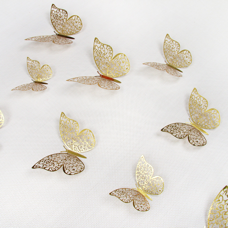 Hollow Butterfly Wall Stickers 3D Hollow Paper Butterfly Amazon Foreign Trade Wedding Festival Layout Home Decoration