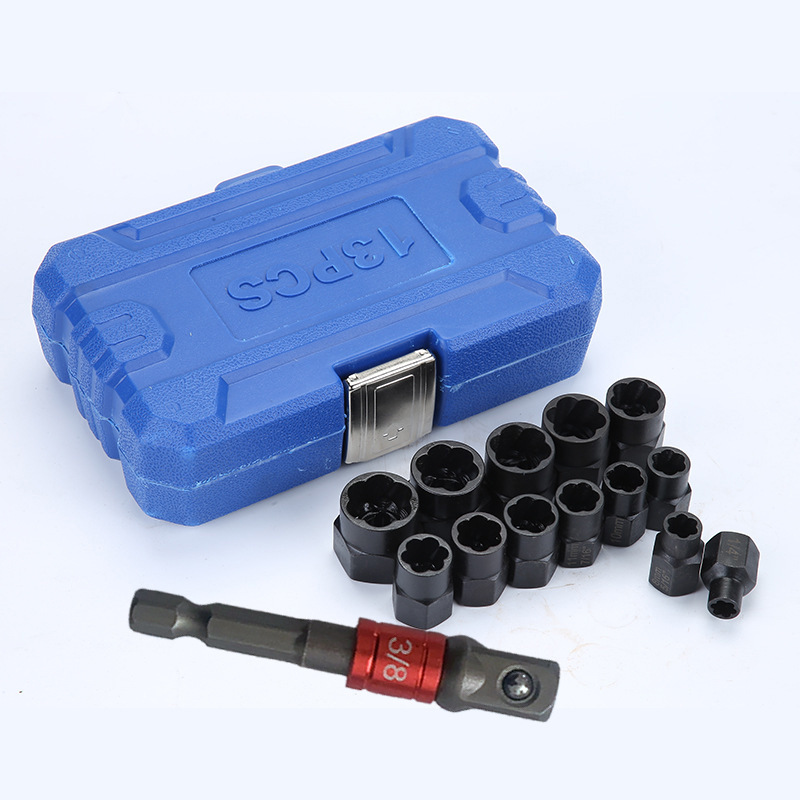 Factory direct new high hardness 13pc broken nut Bolt extraction device broken nut removal tool