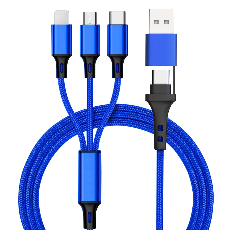 PD two-to-three data cable USB to type-c revolution to three-in-one car charging cable multi-purpose mobile phone charging cable