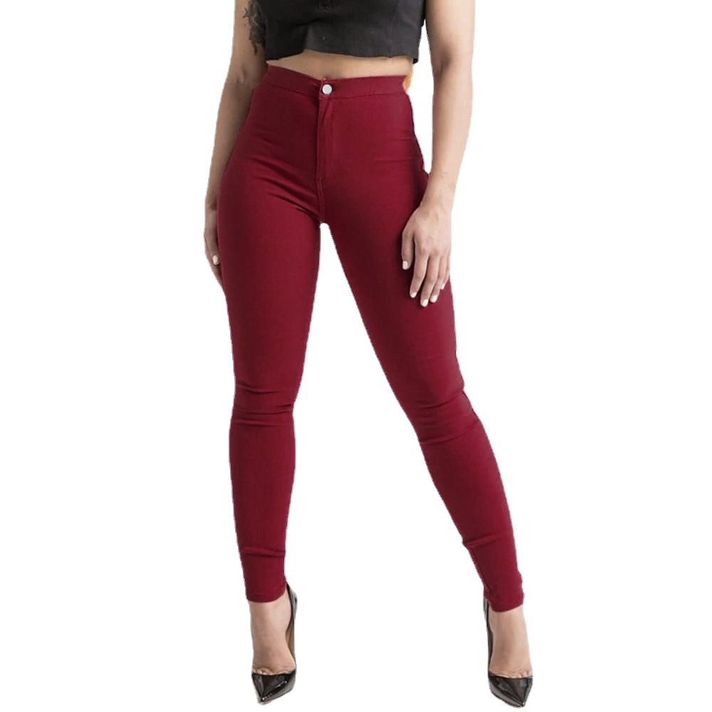 European and American stretch candy color pants female slim casual pants a large number of spot