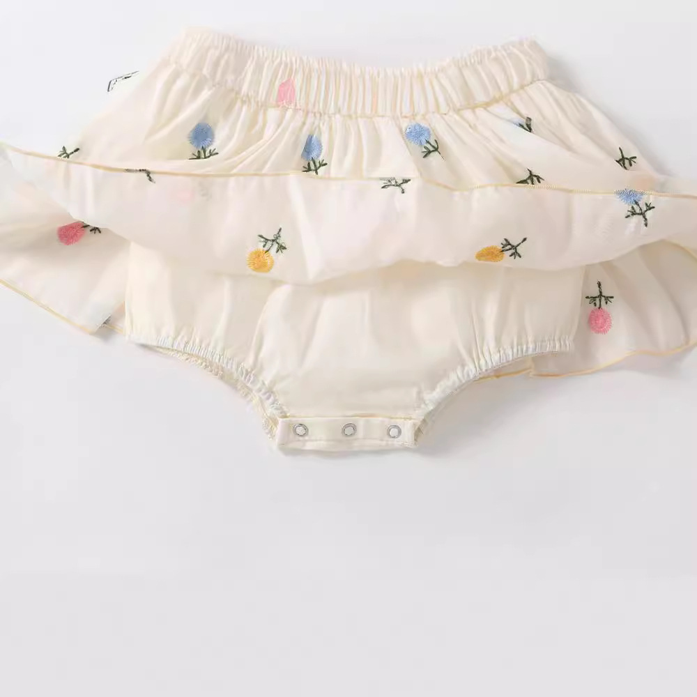 Female Baby Summer Clothes Short-sleeved Thin Triangle Wrap Fart Clothes Baby's One-piece Clothes Hundred Days Full Moon Haku Climbing Clothes