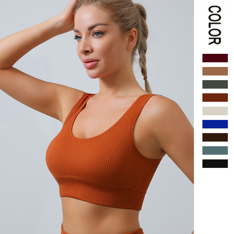 European and American thread yoga underwear U-shaped seamless knitted sports fitness yoga vest underwear bra for women