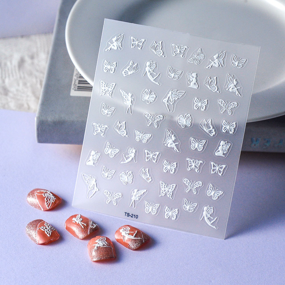 New Gypsum Elf Nail Sticker 5D Minimalist diy Wear Armor Decorative Sticker Graffiti Nail Sticker Relief Wholesale