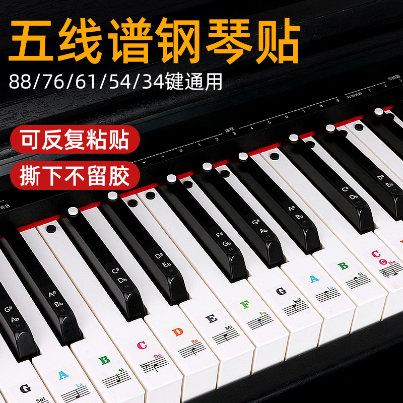 Piano, electronic organ, keyboard, sticker, transparent phonetic notation, 88 keys, 61 54 keys, self-study examination, self-study staff