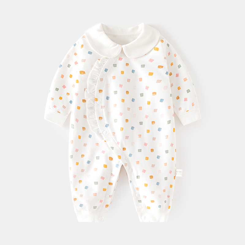 Baby's Spring and Autumn Casa Baby's Boneless Long-Sleeved Home Pure Cotton Climbing Clothing Baby's Children's Printed Door-to-Door Hatshirt