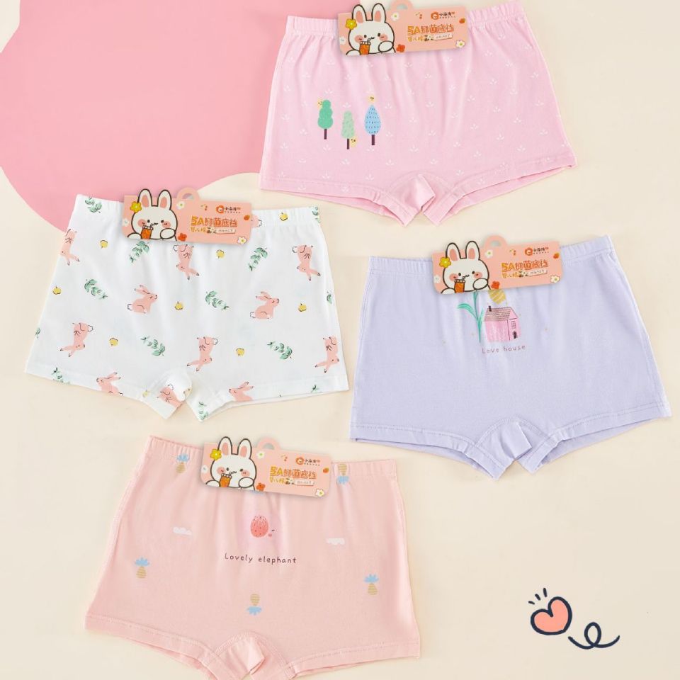 Children's Underwear Girls' Cotton Boxers Boneless Cartoon Comfortable Breathable Boxers Small, Medium and Large Girls' Underwear