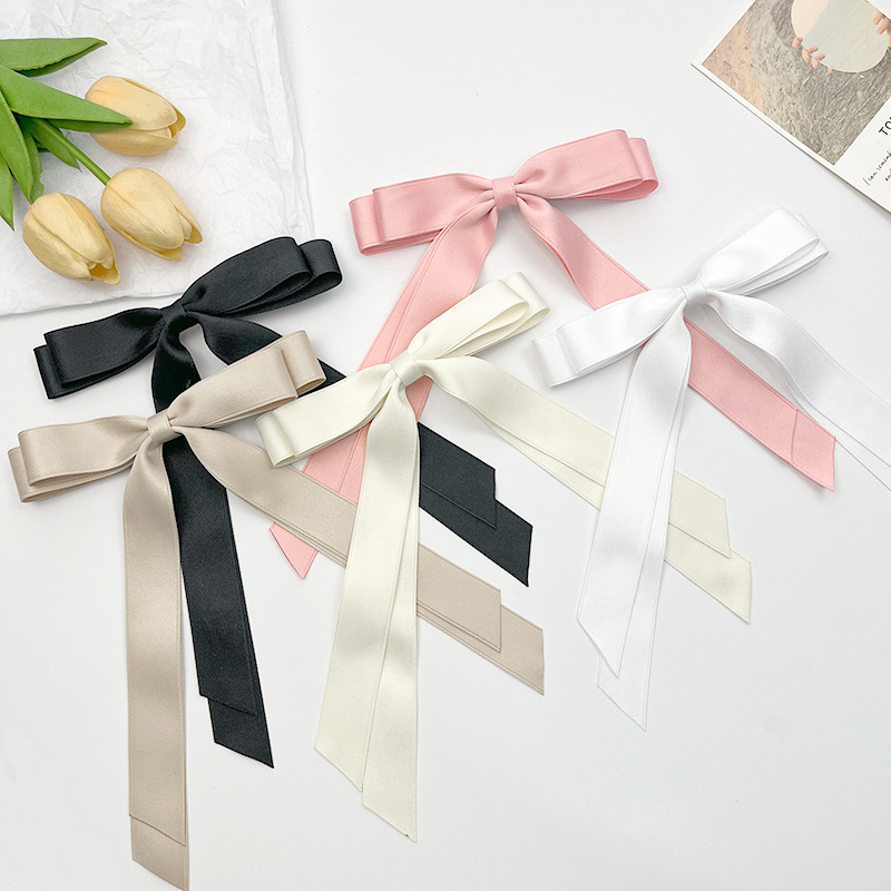 Doppellagige Haarspange mit Schleife im koreanischen Stil für Damen, Ballettmädchen, seitliche Klammer am Hinterkopf, schlichtes, allgleiches Haar-Accessoire_voghion.com