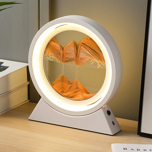 Cross-border creative quicksand painting hourglass ornaments night light atmosphere gift desktop bedside table lamp decompression Glass Gift
