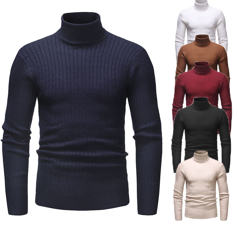 2023 autumn and winter New Amazon AliExpress Ebay foreign trade Men's turtleneck striped sweater sweater M012