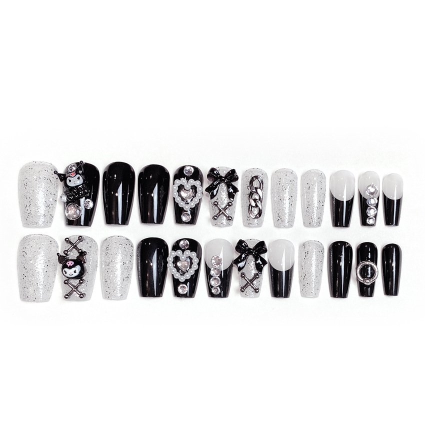 Handmade Manicure Wearing Nail Pieces Fake Nail Stickers Cartoon Dark Dark Cute Fake Nail Finished Nail Patch U43