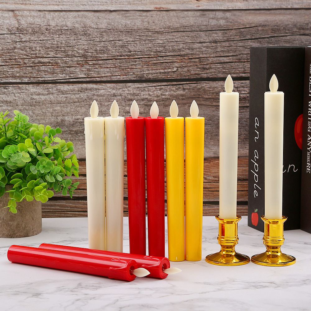 Factory direct long rod electronic candle Buddha blessing candle lamp swing flame simulation smokeless wedding decoration lamp