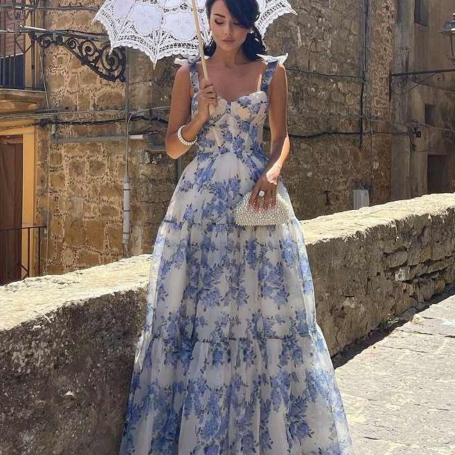 Cross-border New Spring and Summer Shoulder European and American Women's Fashion Organza Fairy Long Elegant Evening Dress dress