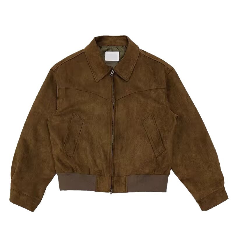 National fashion retro all-match short lapel jacket spring and autumn zipper fashionable niche American jacket all-match men's fashion
