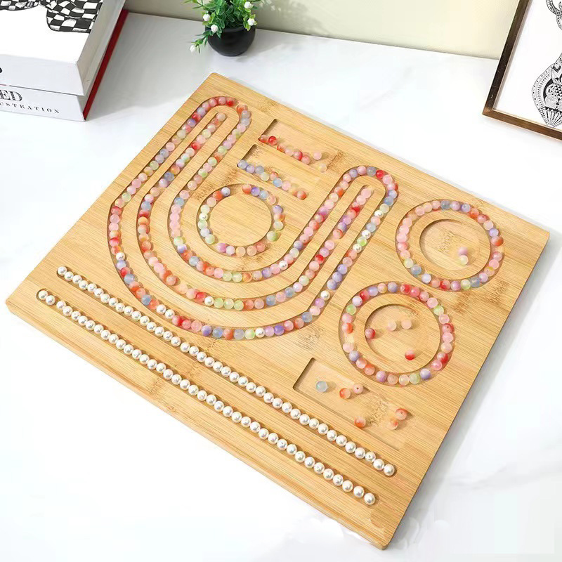 Cross-border wooden bracelet design plate multi-grid DIY text play bracelet plate craft jewelry dashboard beaded tray