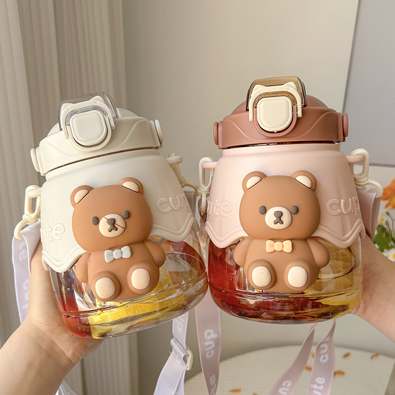 Big belly straw cup large capacity female student children's water cup with filter net tea compartment male Kettle tea separation