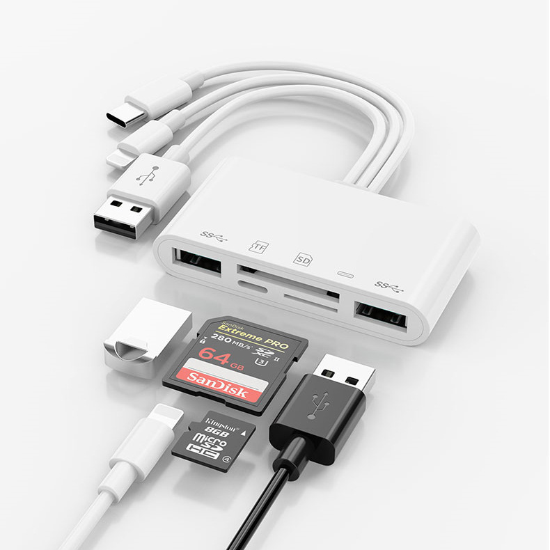 USB typec multi-adapter U disk TFSD converter for Android mobile phone 5-in -1 card reader