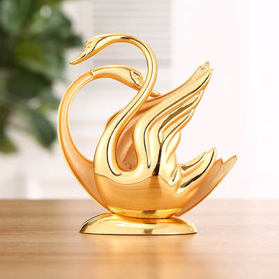 European Style Exquisite Swan Tissue Holder Golden Electroplated Creative Home Hotel Restaurant Home Decorative Tissue Storage Holder