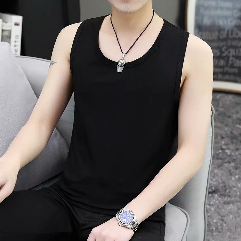 Trendy Brand Site Work Vest Men's Spring and Summer Youth Wear Bottoming Waistcoat Sports Sweatshirt Solid Color Sleeveless T-shirt