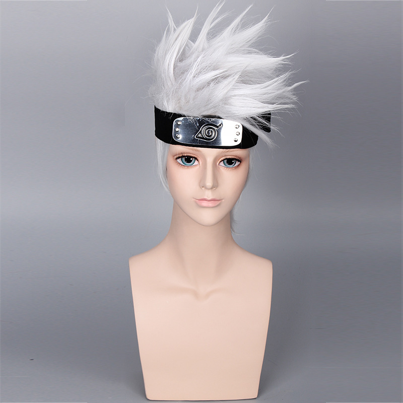 Master Shengda Banner Muka Kakashi Wig Naruto Rushover Ninja Anime Wig Silver Grey Wig