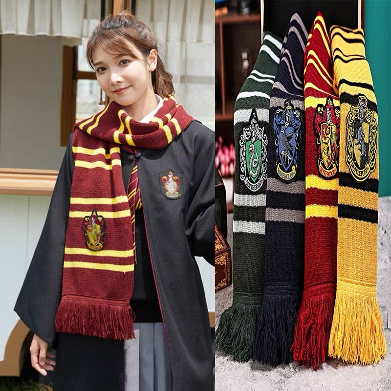 Harry Potter Scarf Warm Thickened Slytherin Hogwarts Ravenclaw Gryffindor Tassel Scarf