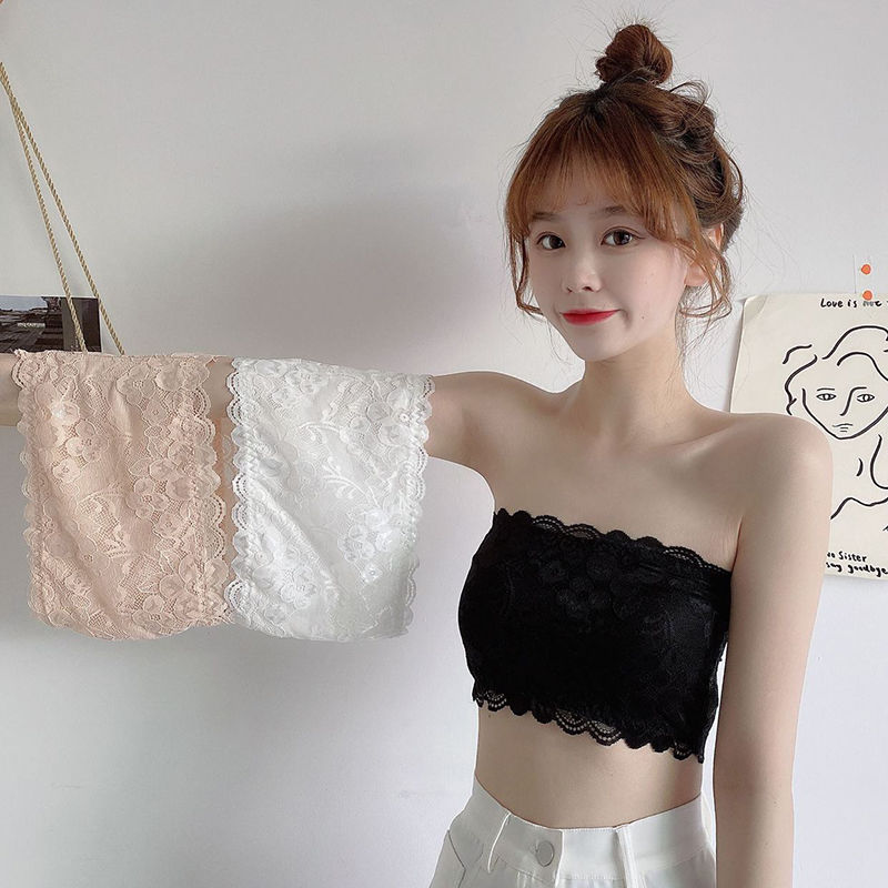 Lace lace sexy one-word round tube top anti-light strapless base underwear beautiful back underwear women's factory direct sales