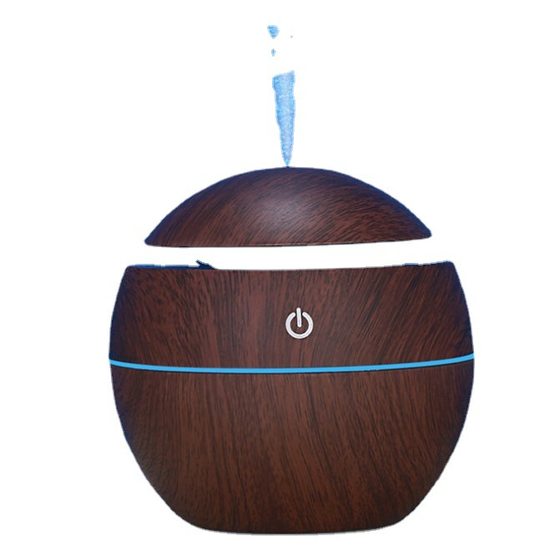Factory USB small ball colorful lights small mushroom humidifier mini wood grain round hollow aroma diffuser