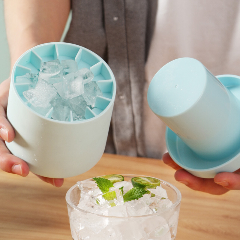 Home Cylinder Ice Mold Ice Cup Ice Maker Ice Storage Box Ice Tray Mini Ice Bucket 