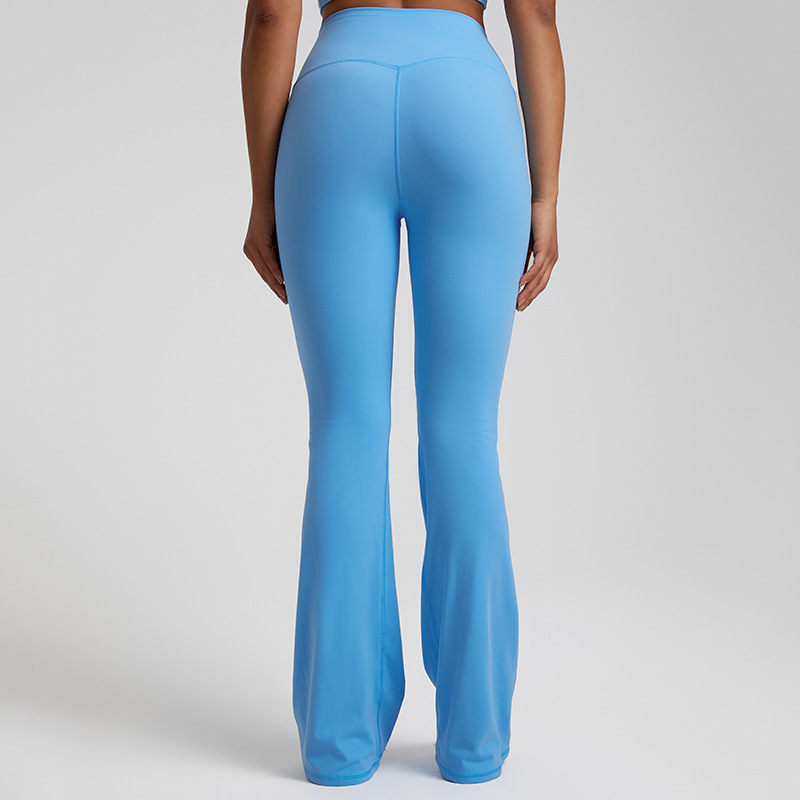 New Yoga Wide Leg Pants New European and American Naked Sense Elastic Sports Flared Pants Tight Body-Slimming High Waist Peach Hip Pants