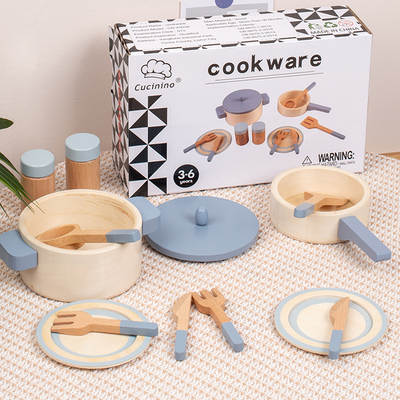 Children's Simulation Play House Cooking and Cooking Wooden Mini Kitchen Pot Cooking and Kindergarten Interactive Educational Toys