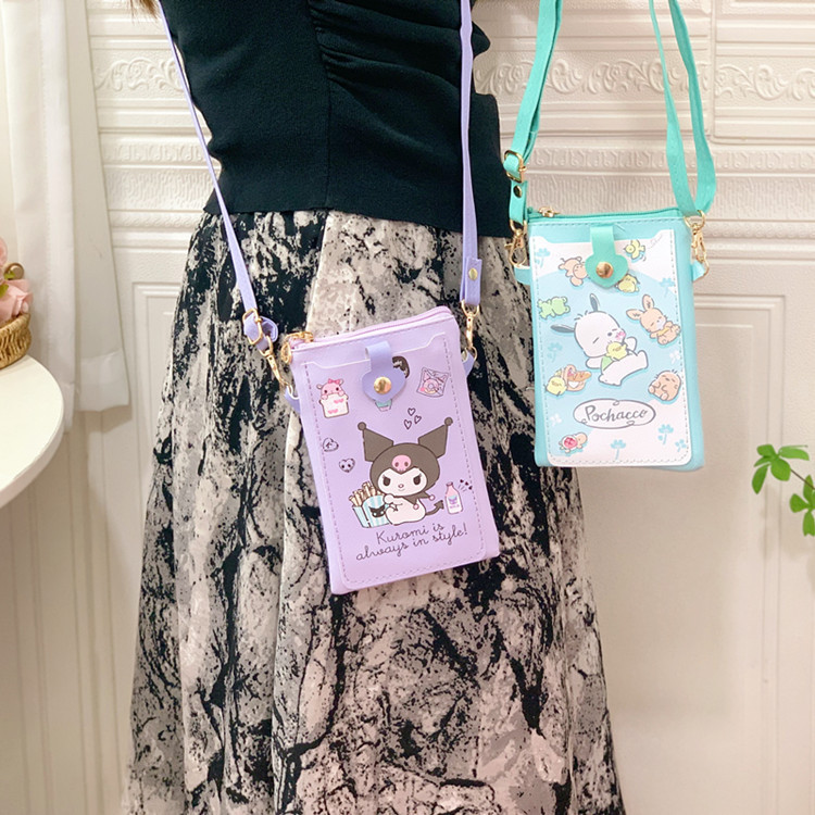 Cute cartoon coolomi Pacha dog mobile phone bag PU student crossbody backpack card holder coin purse lanyard back bag