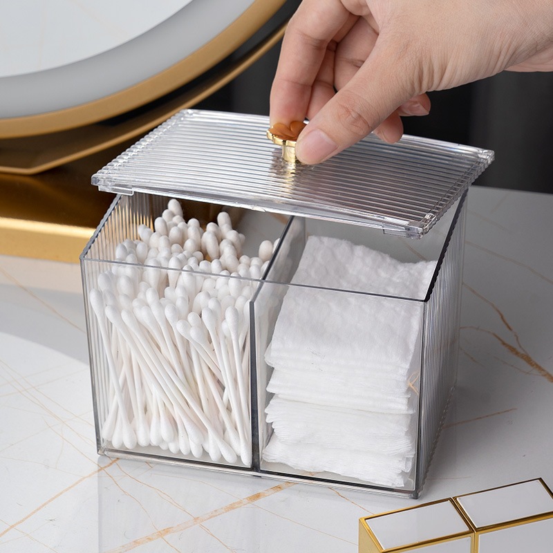 Lucky grass storage box cotton swab cosmetic cotton separated storage box household small Object Desktop Storage jewelry storage box