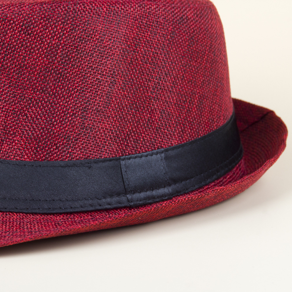Spring and Summer Breathable Top Hat Woven Sunscreen Hat Japanese and Korean Temperament Large Brim Sun Hat Men's Jazz Hat Curled Sun Hat