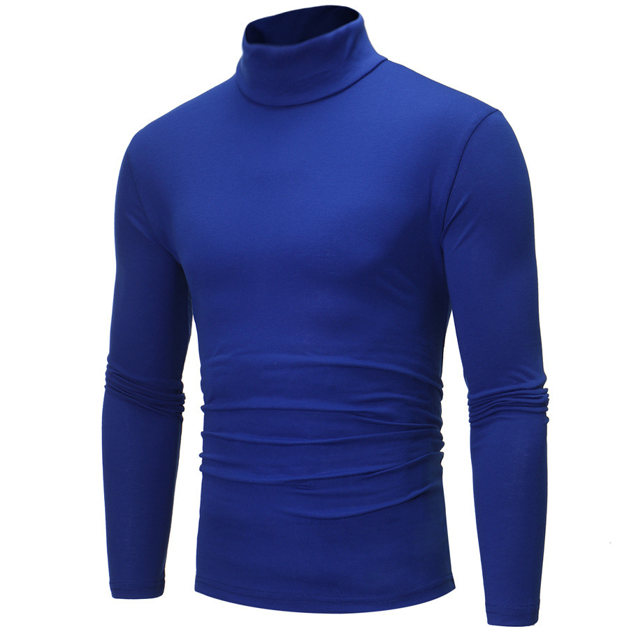 2022 leisure milk silk autumn and winter New Youth Men's high collar thin solid color slim fashion long sleeve shirt