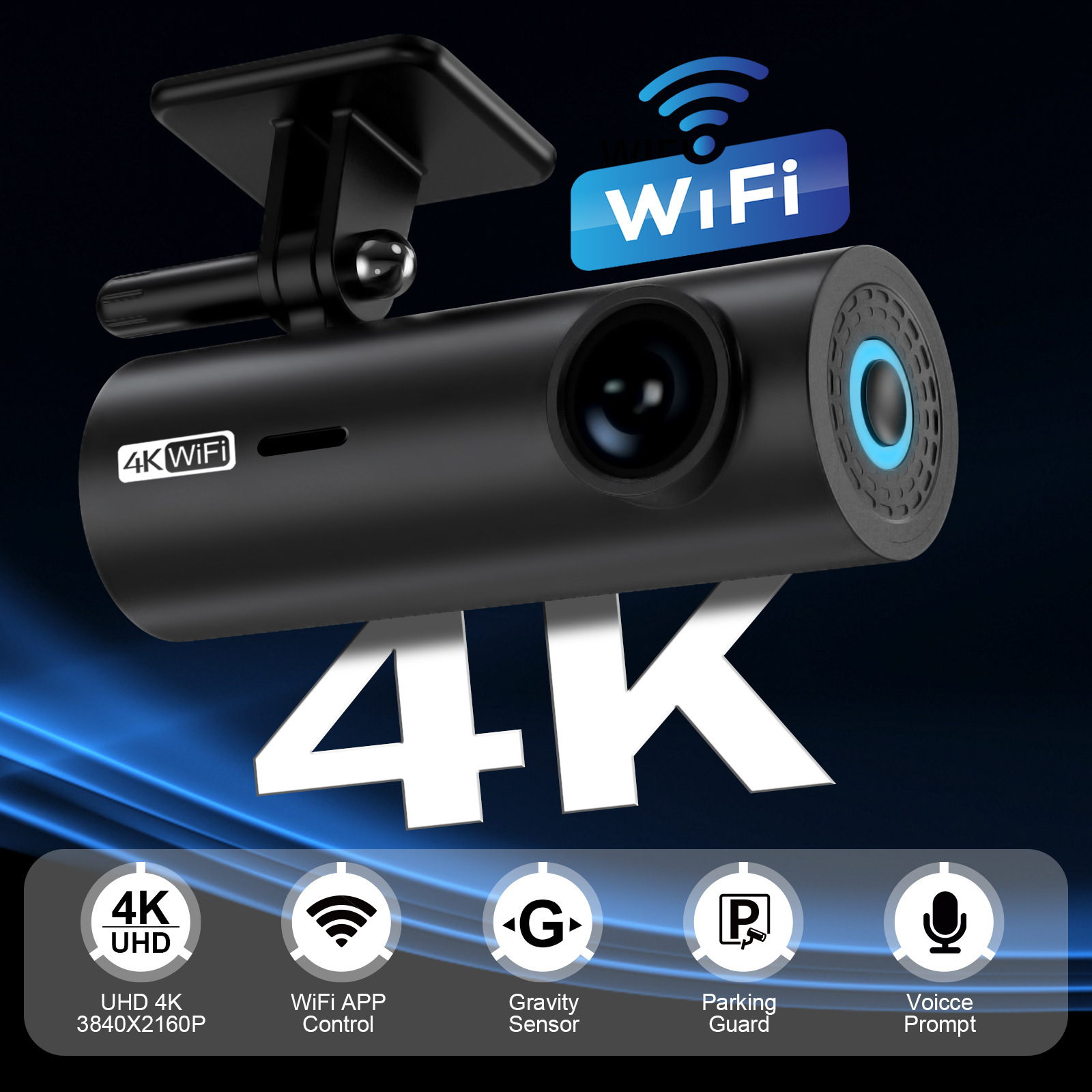 4K Ultra Clear 2160p lipstick machine WiFi driving recorder 70mai driving recorder optimized front and rear double recording