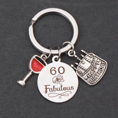 Stainless Steel Keychain 60th Birthday Keychain Keychain Gift for Male Female